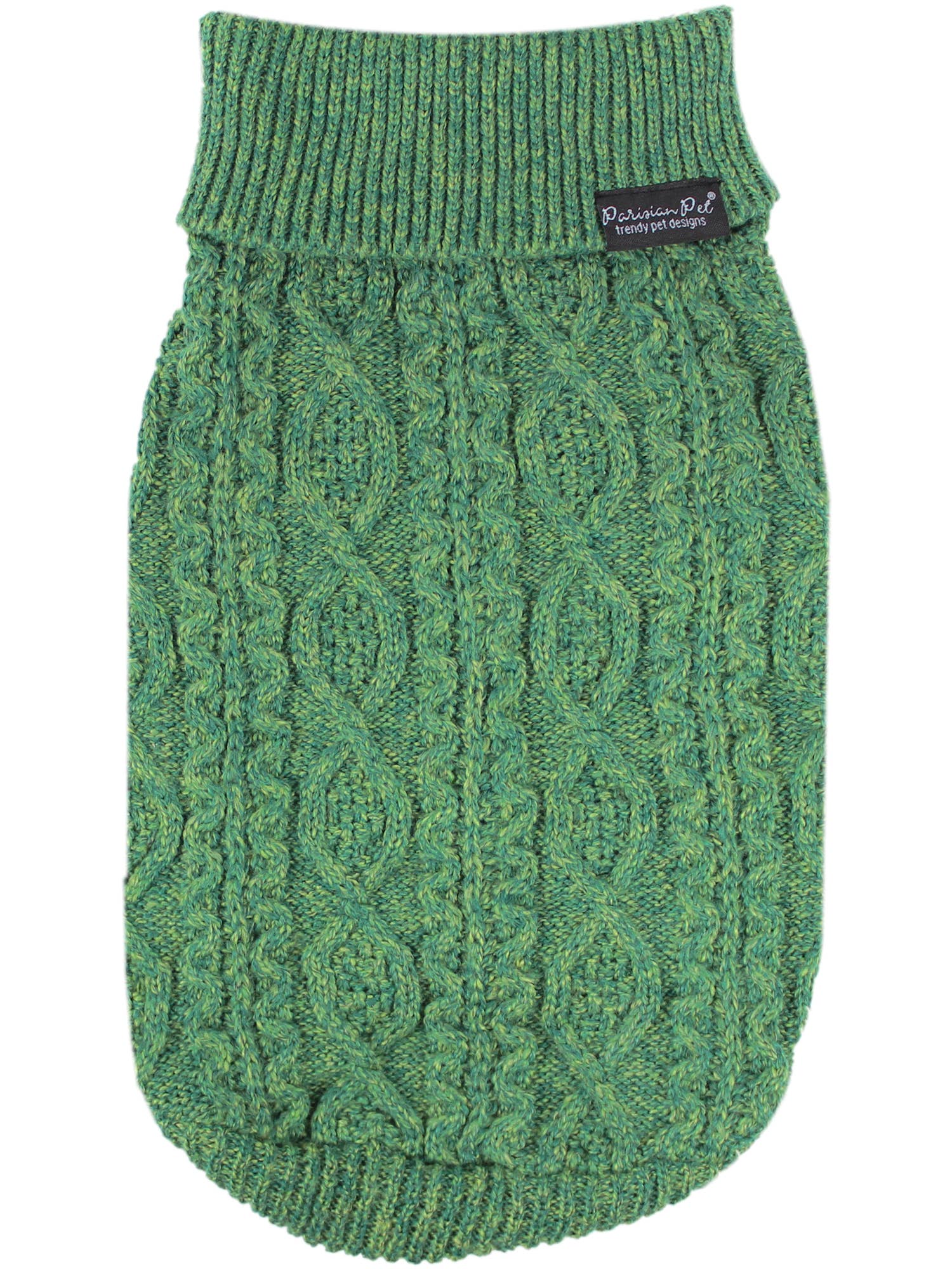 Cable Knit Sweater Green – Warm Pet Sweater for Winter