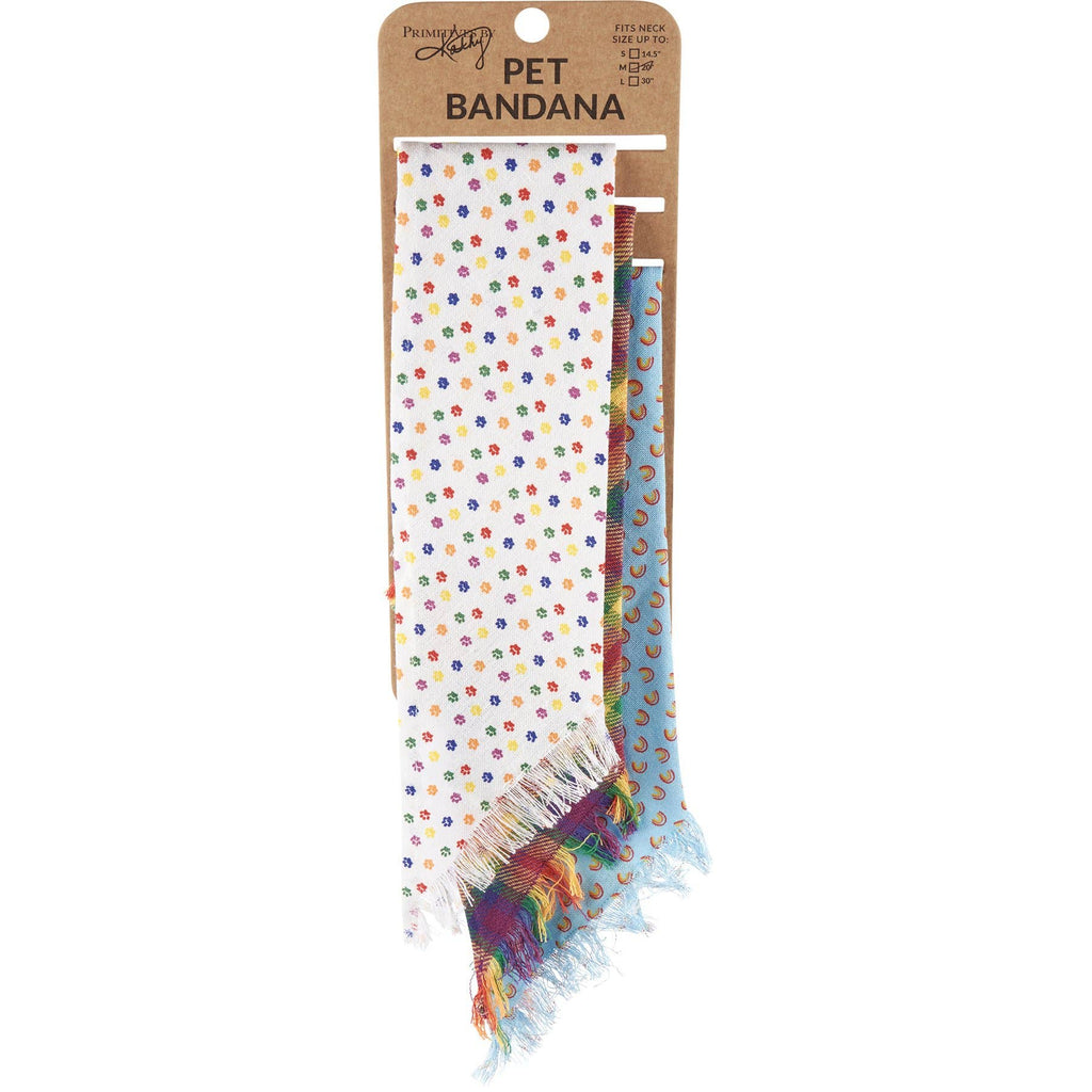 Rainbow Plaid Medium Pet Bandana Set