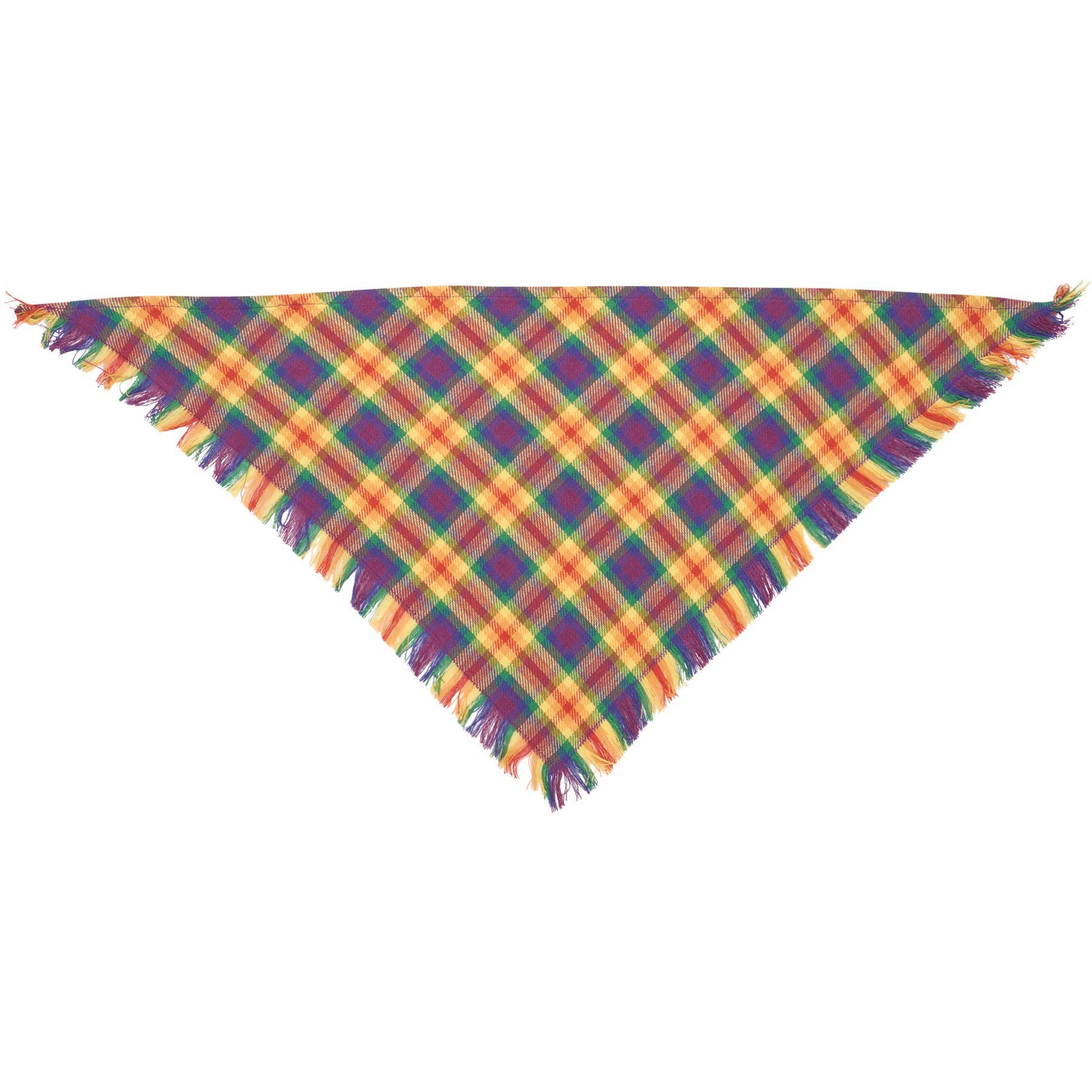 Rainbow Plaid Medium Pet Bandana Set