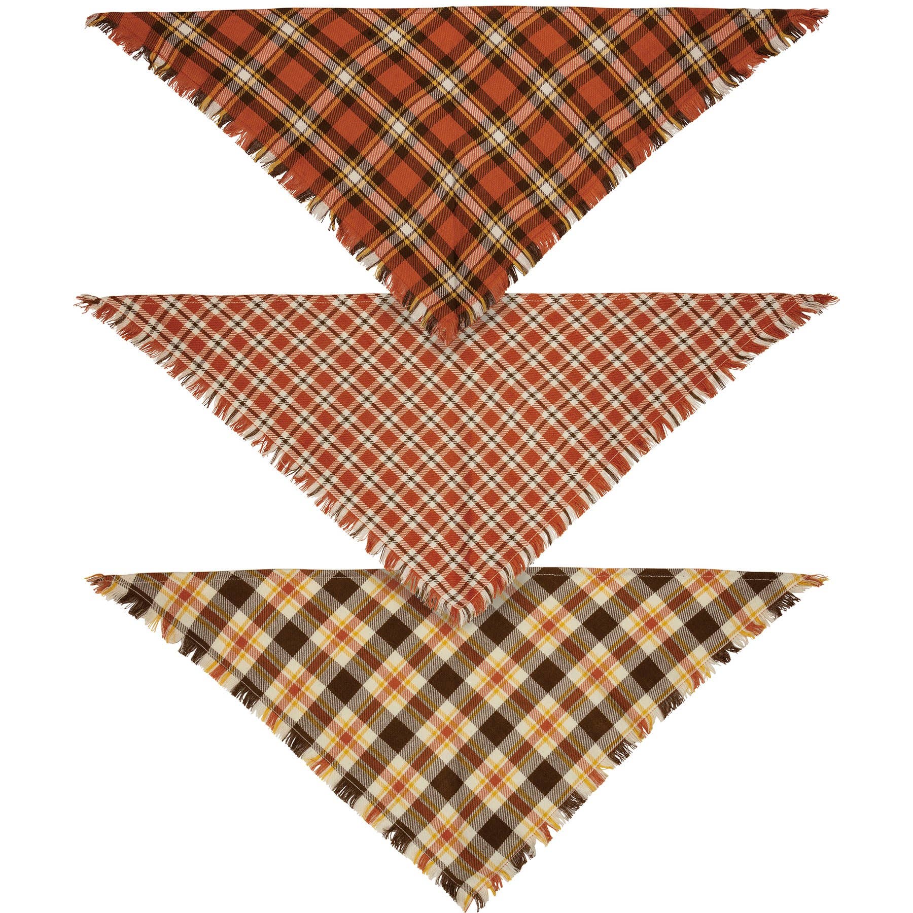 Fall Plaid Medium Pet Bandana Set