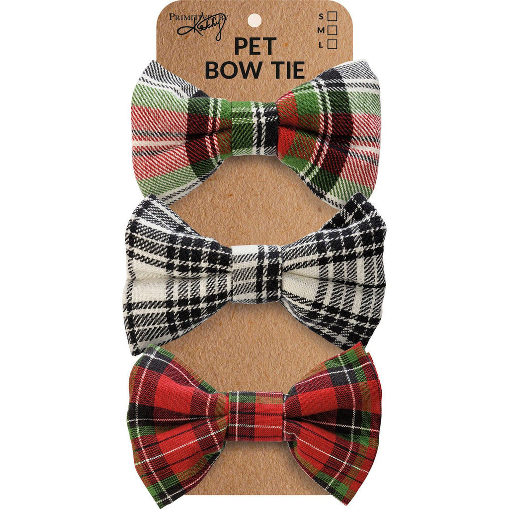 Christmas Plaid Large Pet Bow Tie Set