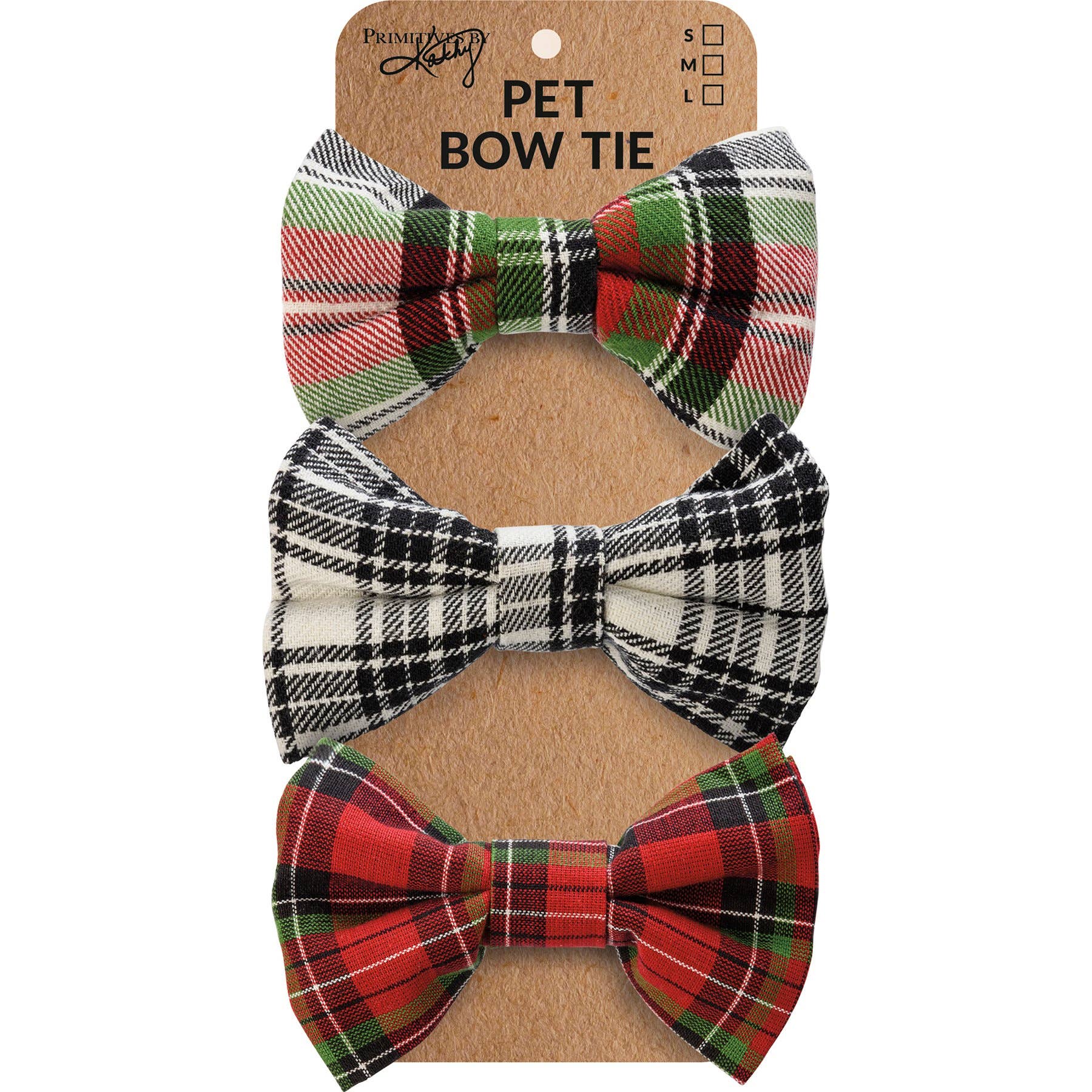 Christmas Plaid Large Pet Bow Tie Set