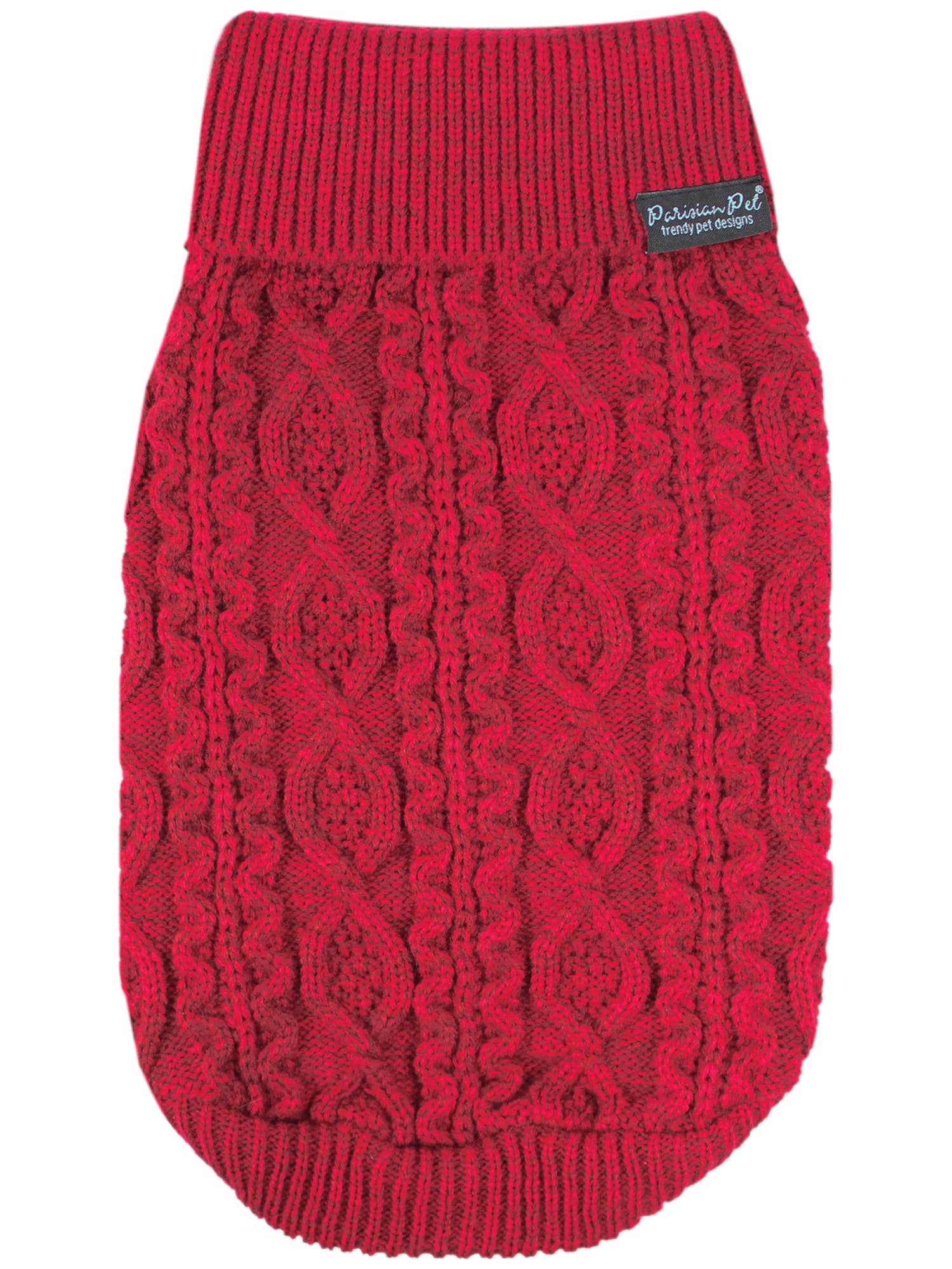 Cable Knit Sweater Red – Perfect Winter Dog Outfit
