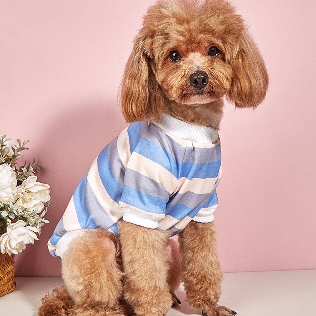 Ozzie - Casual Striped Pet Outfit Dog T-Shirt