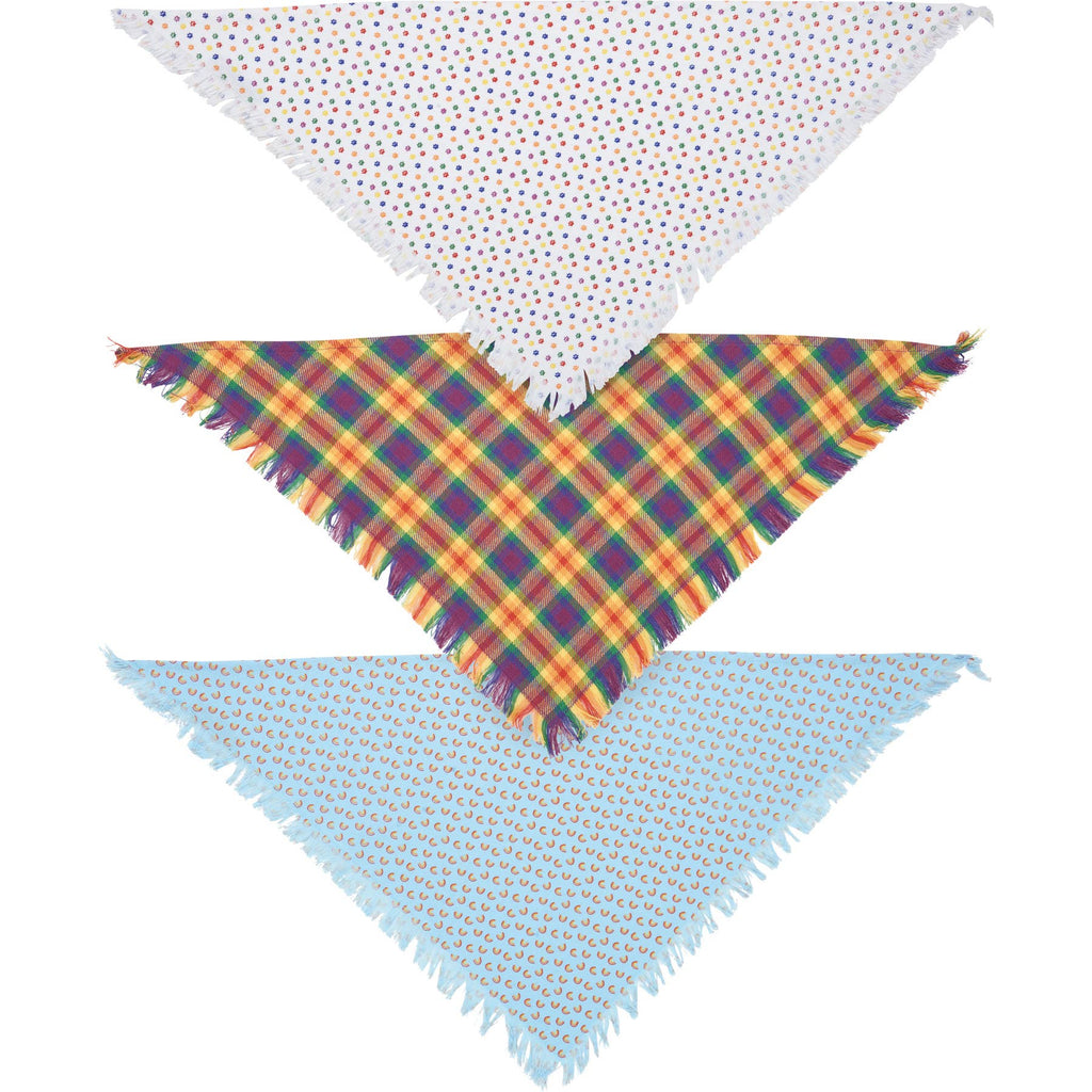 Rainbow Plaid Medium Pet Bandana Set