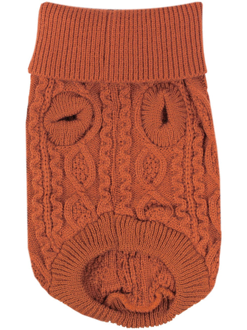 Cable Knit Sweater Terracotta – Trendy Winter Pet Wear