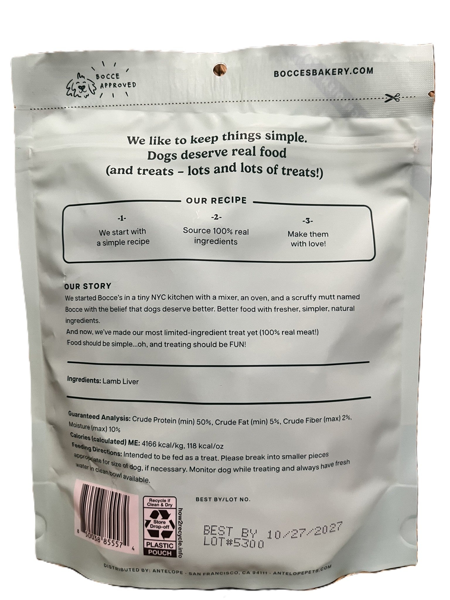 Bocce's Bakery Lamb Liver Freeze Dried Treats 3 oz