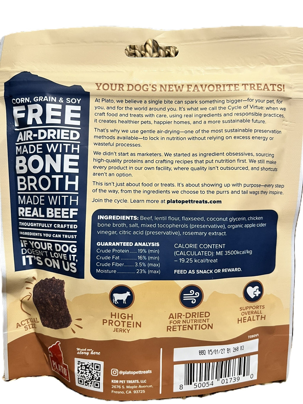 Plato Beef with Bone Broth Jerky Bites 6 oz