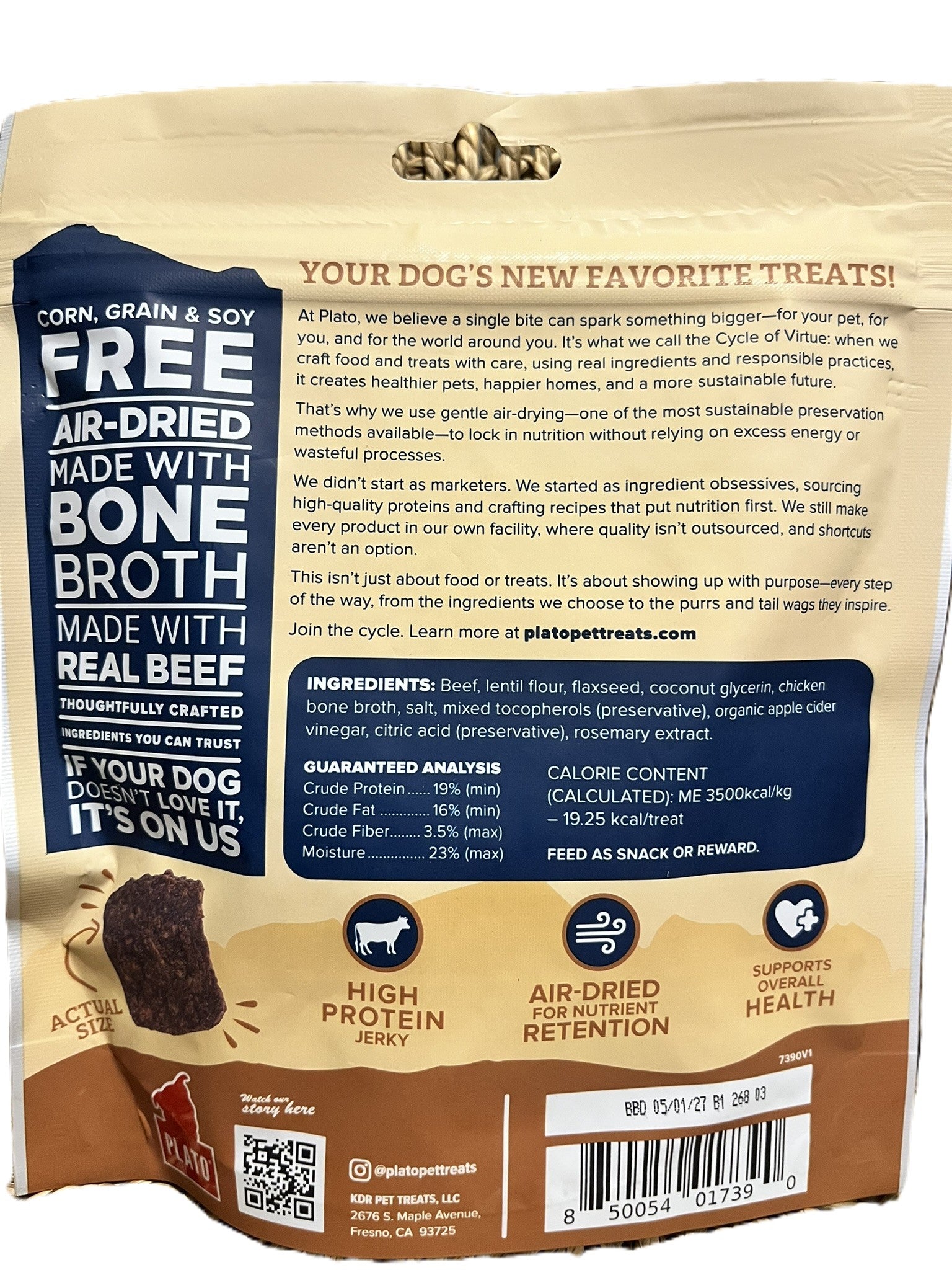 Plato Beef with Bone Broth Jerky Bites 6 oz