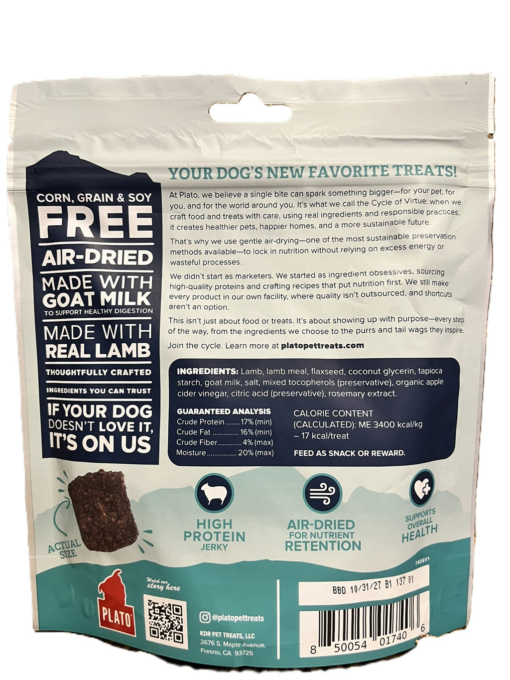 Plato Lamb with Goat Milk Jerky Bites 6 oz