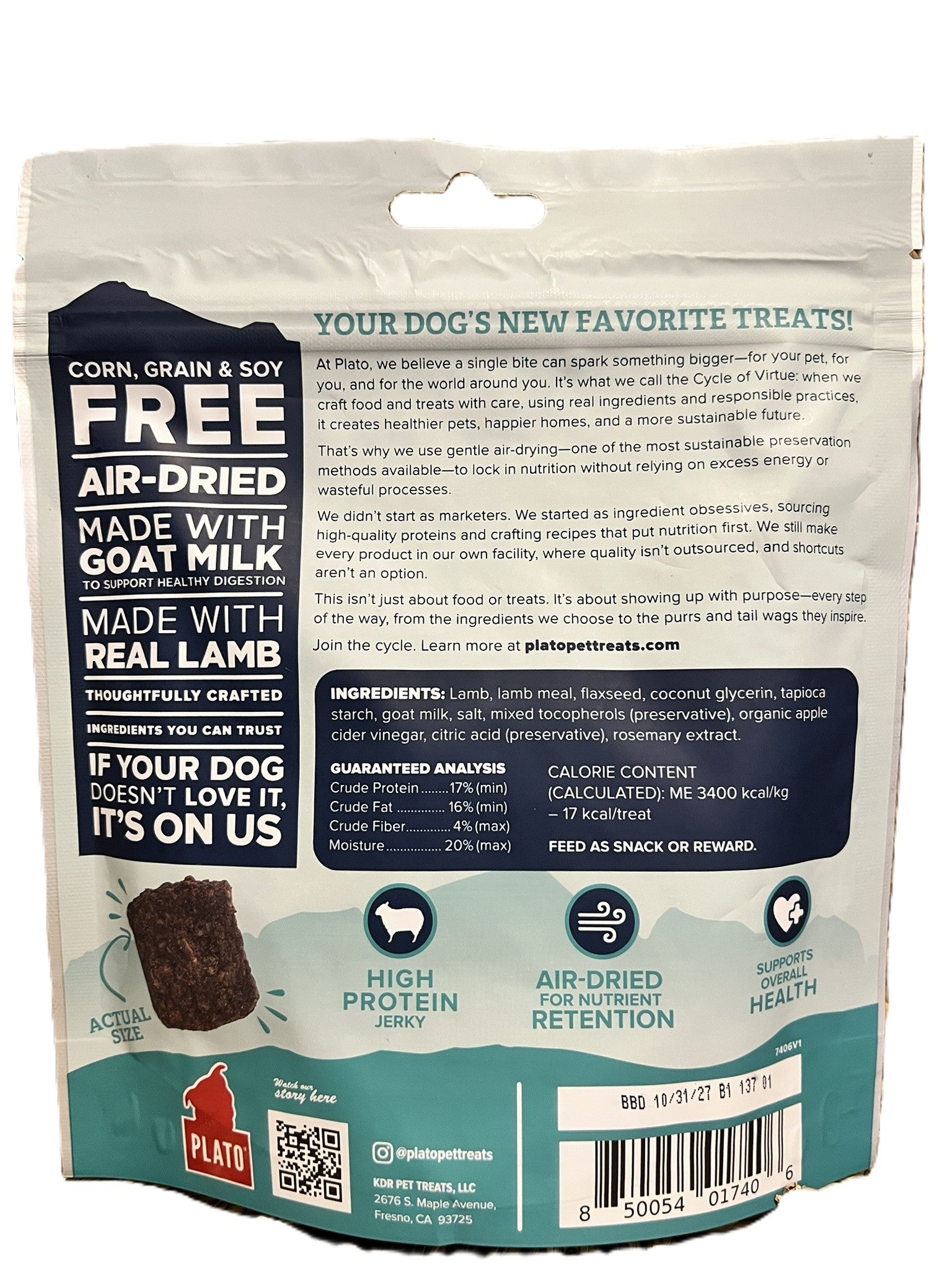 Plato Lamb with Goat Milk Jerky Bites 6 oz