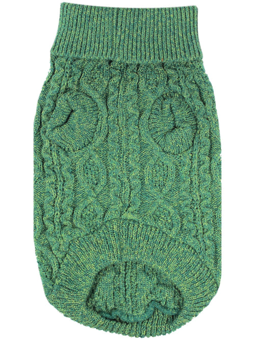 Cable Knit Sweater Green – Warm Pet Sweater for Winter