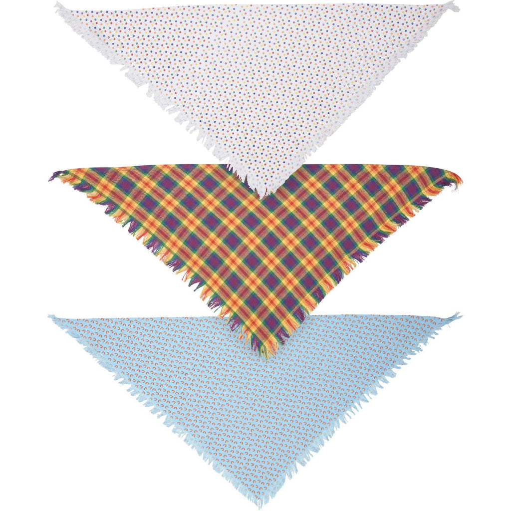 Rainbow Plaid Large Pet Bandana Set
