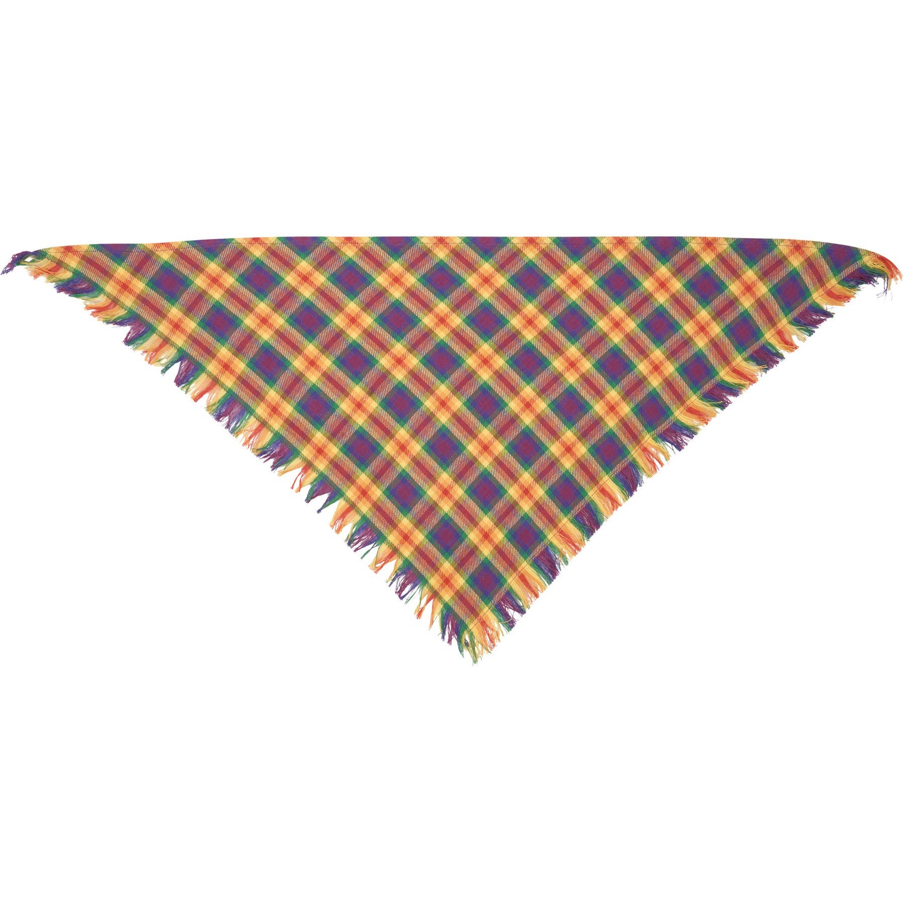 Rainbow Plaid Large Pet Bandana Set