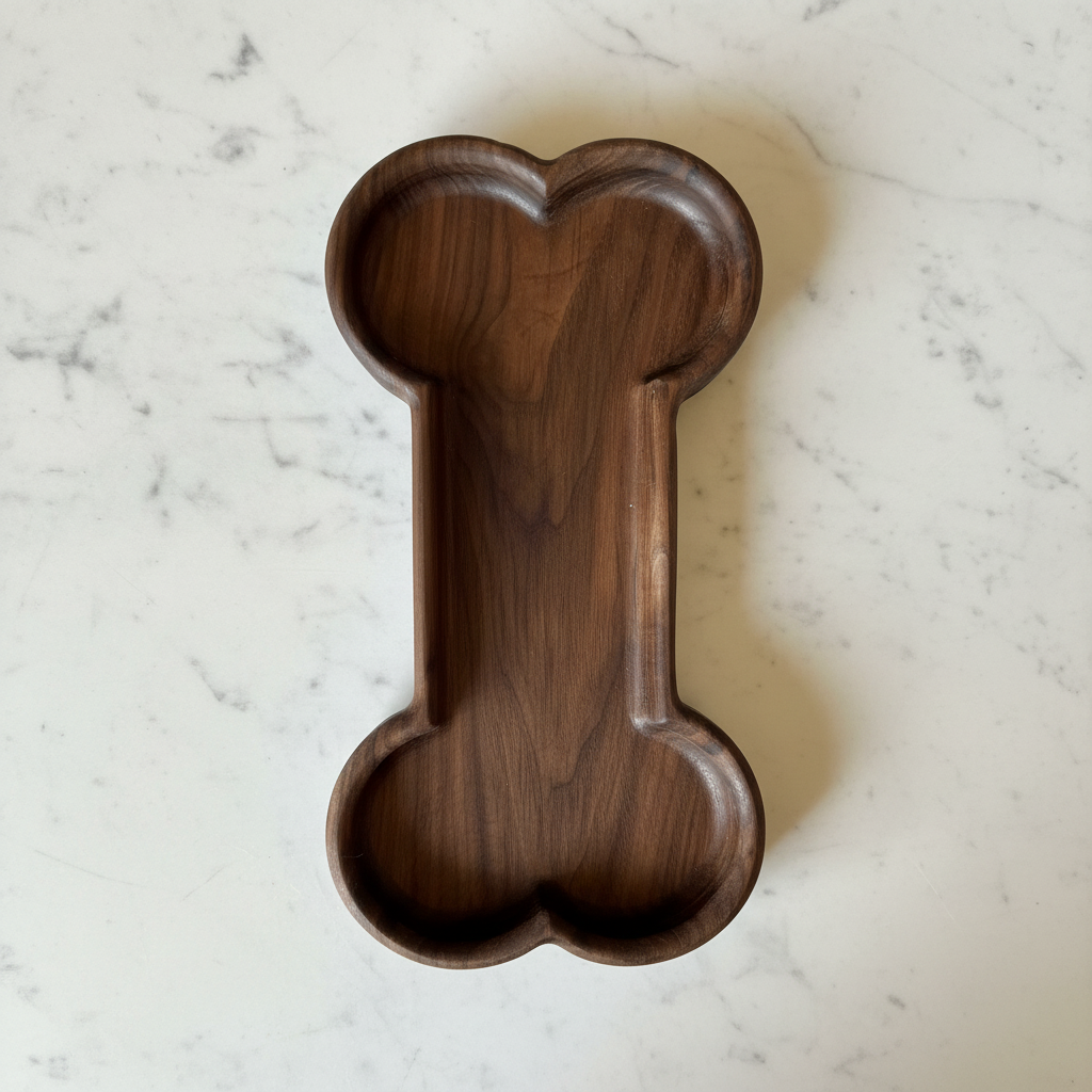 Bone tray overhead view on marble