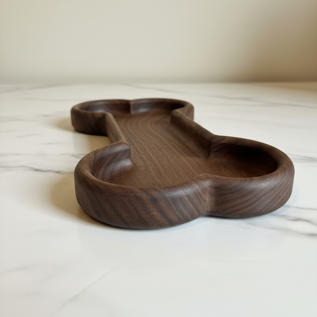 Bone tray side profile view on marble
