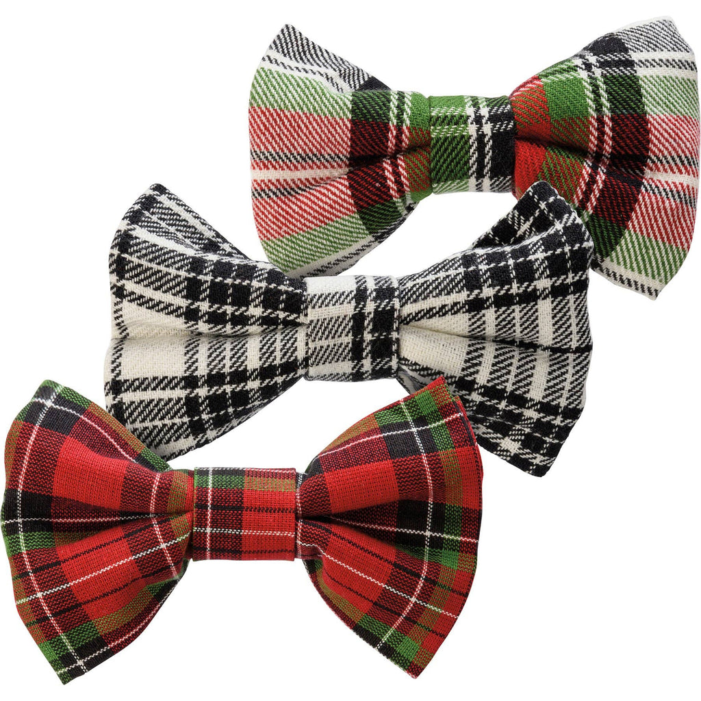 Christmas Plaid Large Pet Bow Tie Set