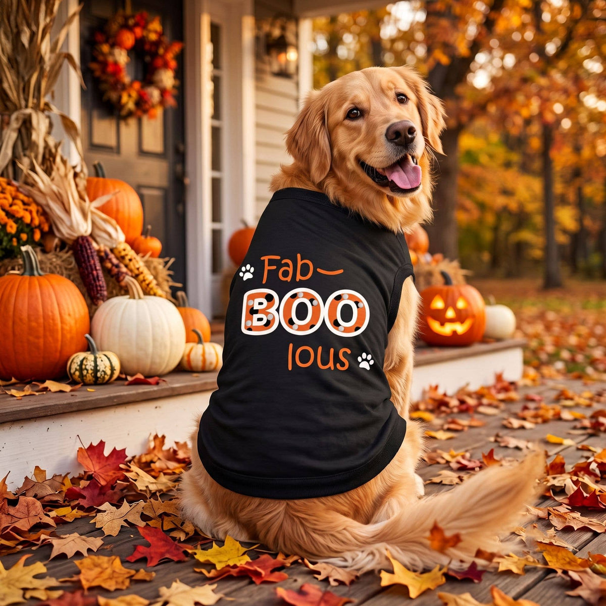 Fab-BOO-lous Dog Shirt - Black